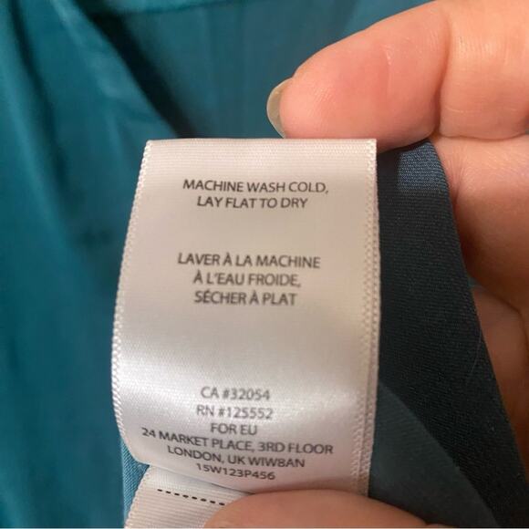 Dolan teal Blue Relaxed Buttoned Blouse Mandarin Collar medium usa made - Picture 7 of 8